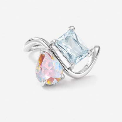 Verity Birthstone Duo Ring (Silver) — June & March birthstones