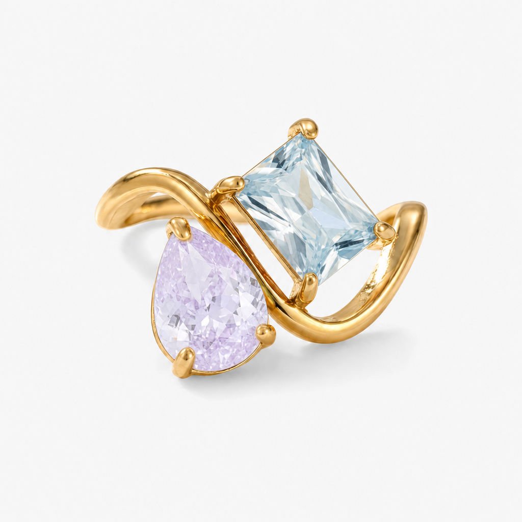 Verity Birthstone Duo Ring — June & March birthstones