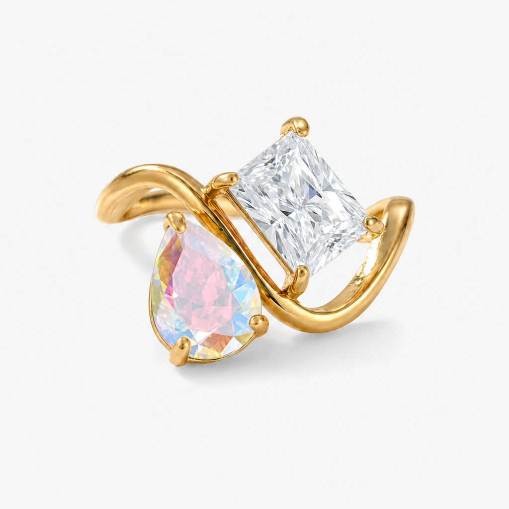 Verity Birthstone Duo Ring — June & April birthstones
