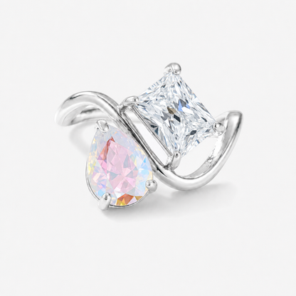 Verity Birthstone Duo Ring (Silver) — June & April birthstones