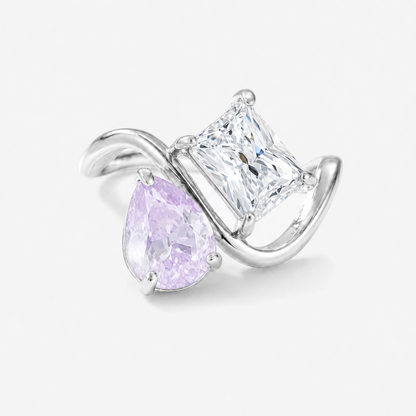 Verity Birthstone Duo Ring (Silver) — June & April birthstones