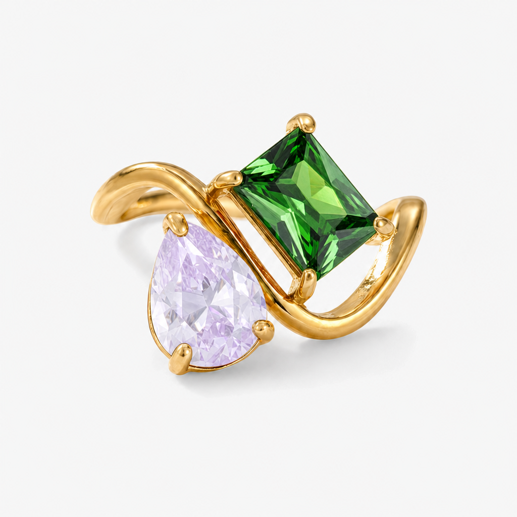 Verity Birthstone Duo Ring — June & May birthstones