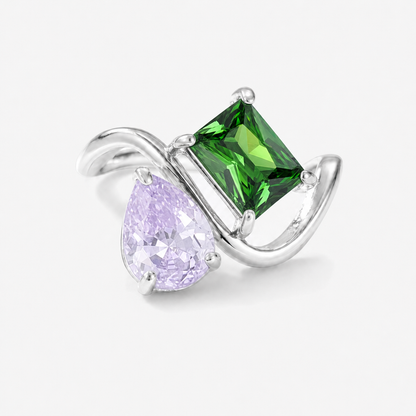 Verity Birthstone Duo Ring (Silver) — June & May birthstones