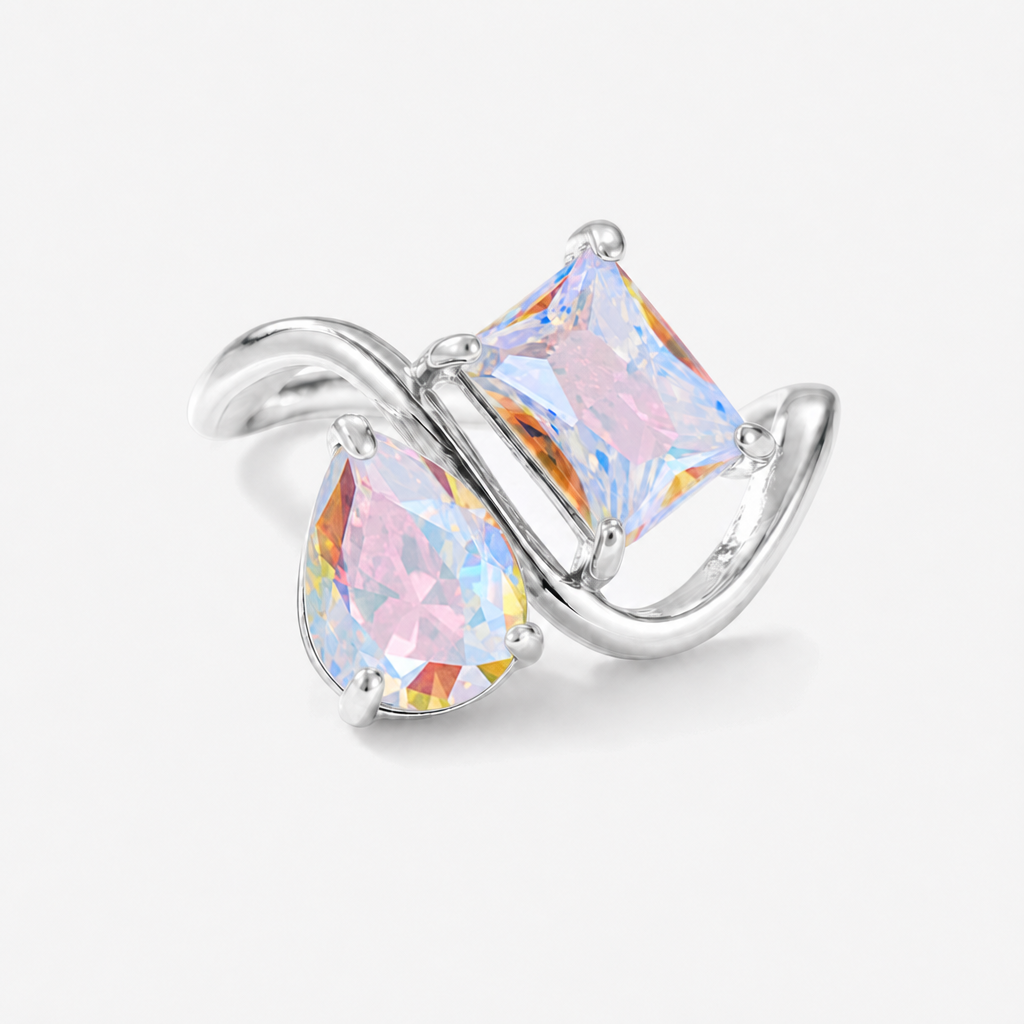 Verity Birthstone Duo Ring (Silver) — June & June birthstones
