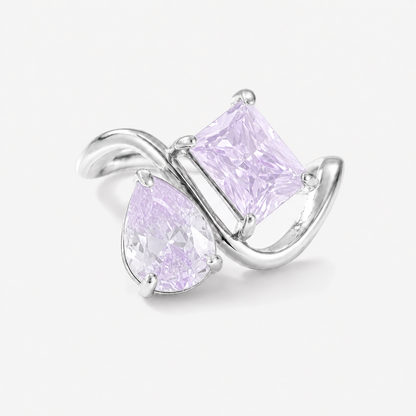Verity Birthstone Duo Ring (Silver) — June & June birthstones