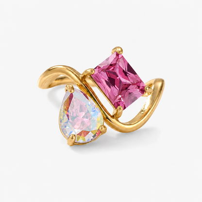 Verity Birthstone Duo Ring — June & July birthstones