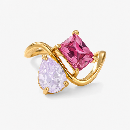 Verity Birthstone Duo Ring — June & July birthstones