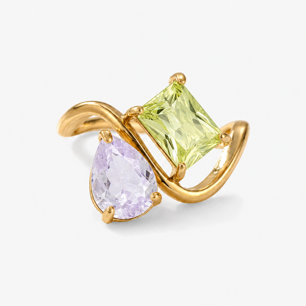 Verity Birthstone Duo Ring — June & August birthstones