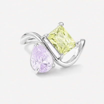 Verity Birthstone Duo Ring (Silver) — June & August birthstones