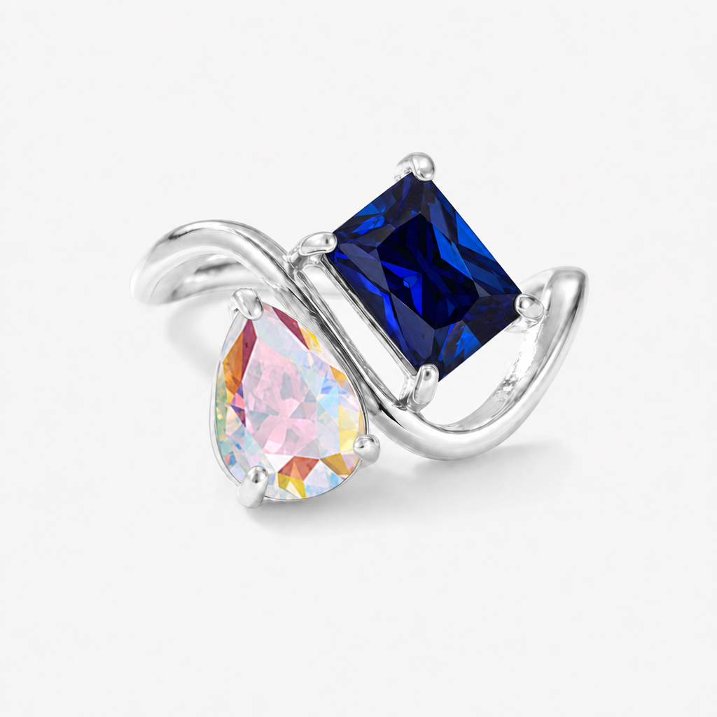 Verity Birthstone Duo Ring (Silver) — June & September birthstones