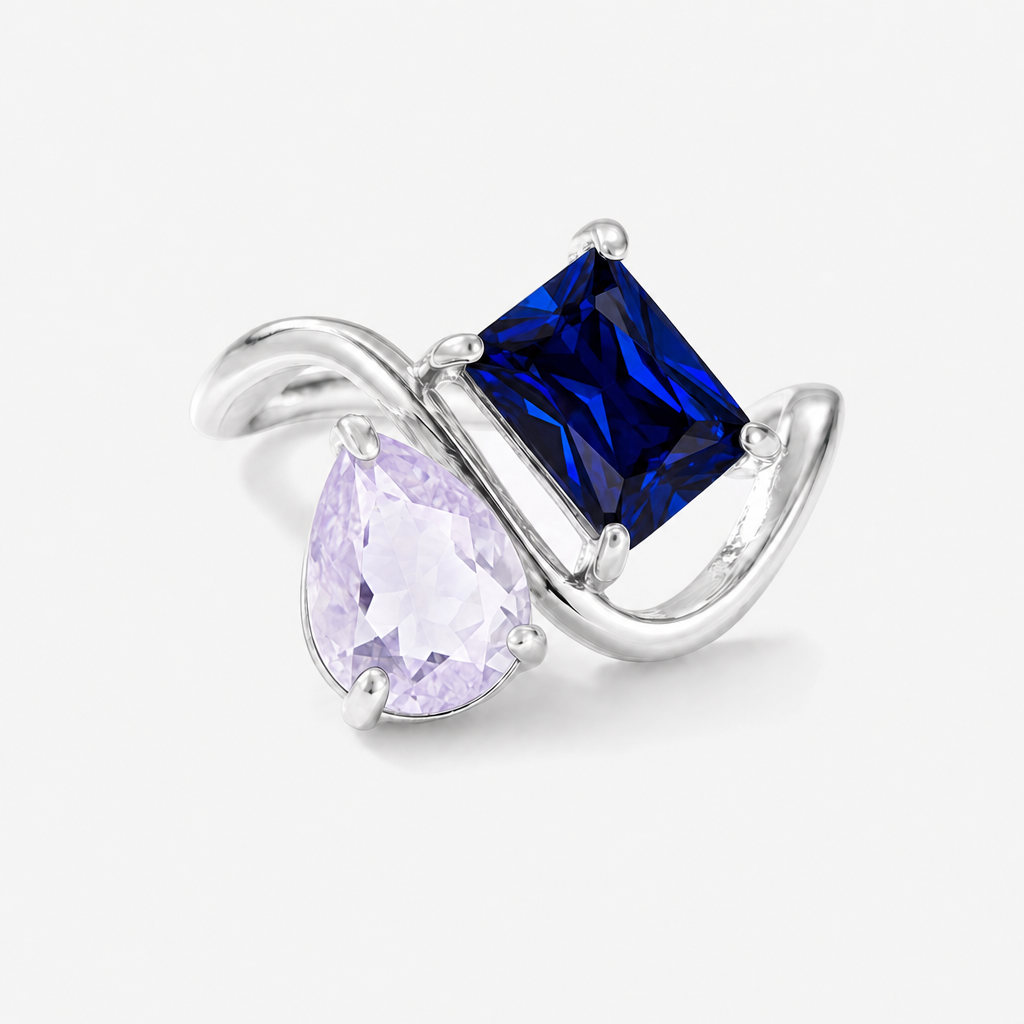 Verity Birthstone Duo Ring (Silver) — June & September birthstones