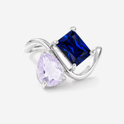 Verity Birthstone Duo Ring (Silver) — June & September birthstones