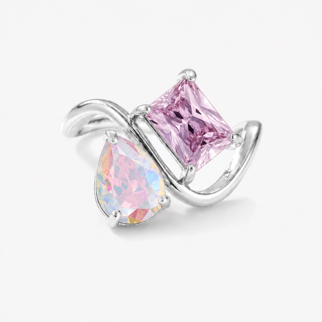Verity Birthstone Duo Ring (Silver) — June & October birthstones