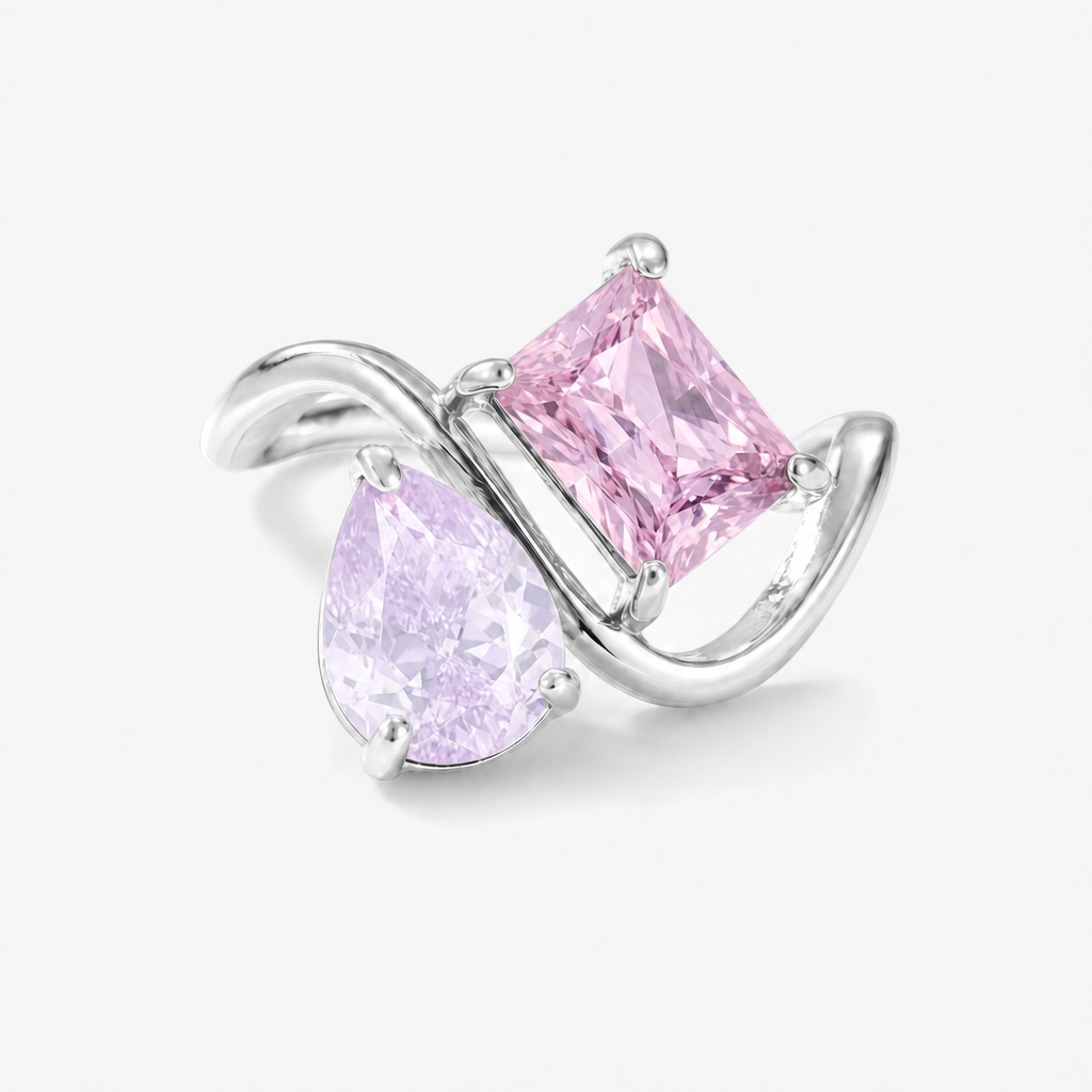 Verity Birthstone Duo Ring (Silver) — June & October birthstones