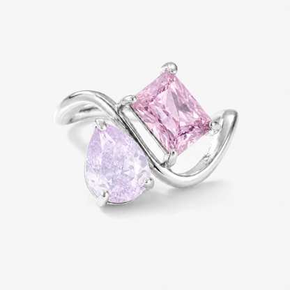 Verity Birthstone Duo Ring (Silver) — June & October birthstones
