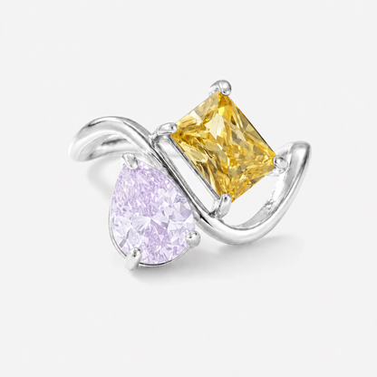 Verity Birthstone Duo Ring (Silver) — June & November birthstones