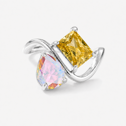 Verity Birthstone Duo Ring (Silver) — June & November birthstones