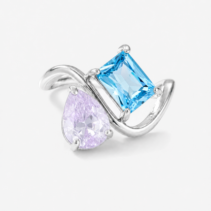 Verity Birthstone Duo Ring (Silver) — June & December birthstones