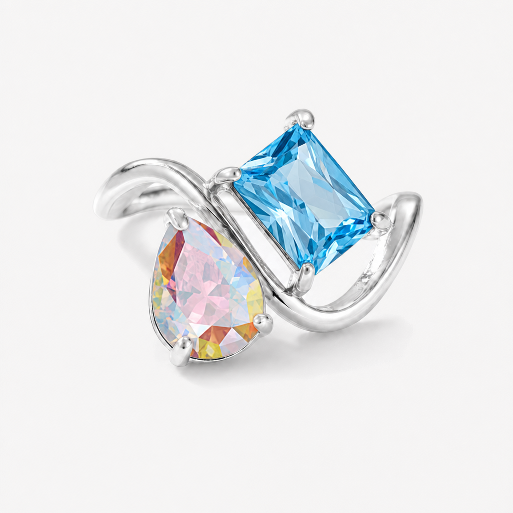 Verity Birthstone Duo Ring (Silver) — June & December birthstones