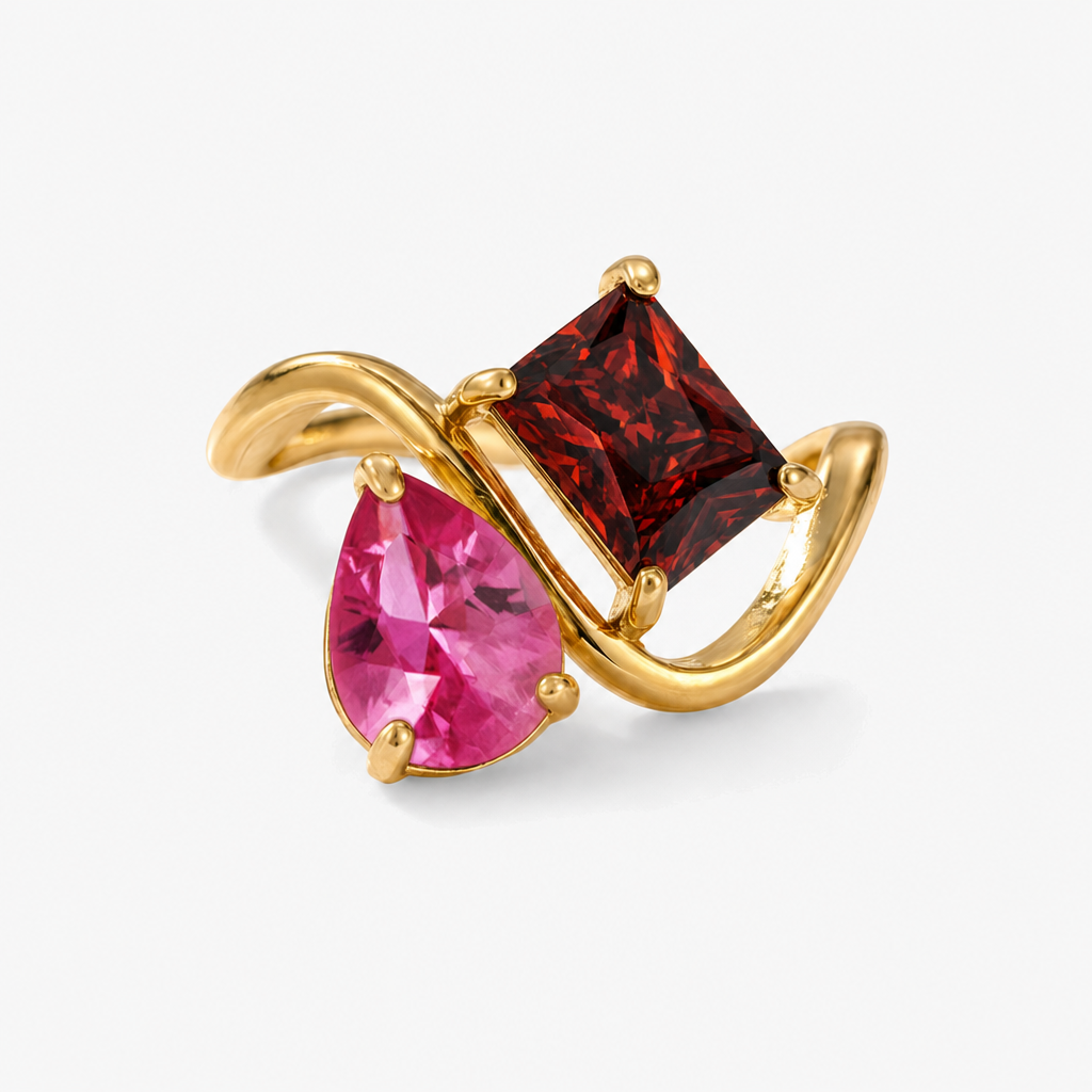 Verity Birthstone Duo Ring — July & January birthstones
