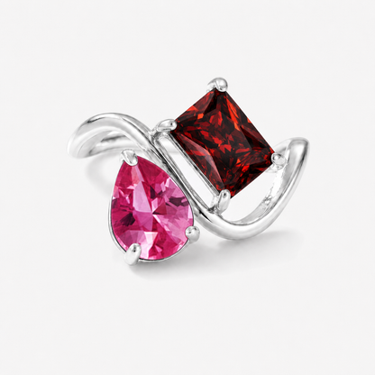 Verity Birthstone Duo Ring (Silver) — July & January birthstones