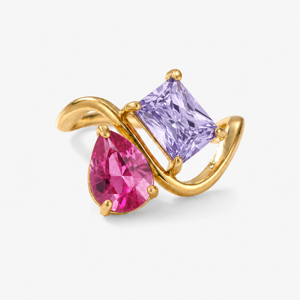 Verity Birthstone Duo Ring — July & February birthstones