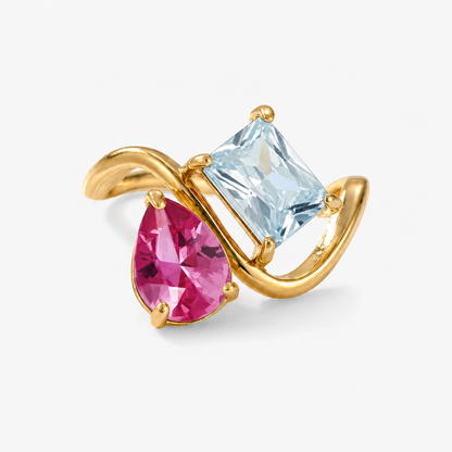 Verity Birthstone Duo Ring — July & March birthstones