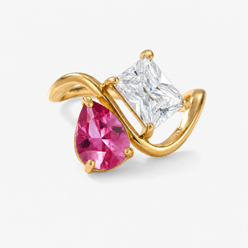 Verity Birthstone Duo Ring — July & April birthstones