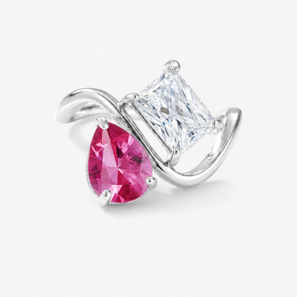 Verity Birthstone Duo Ring (Silver) — July & April birthstones