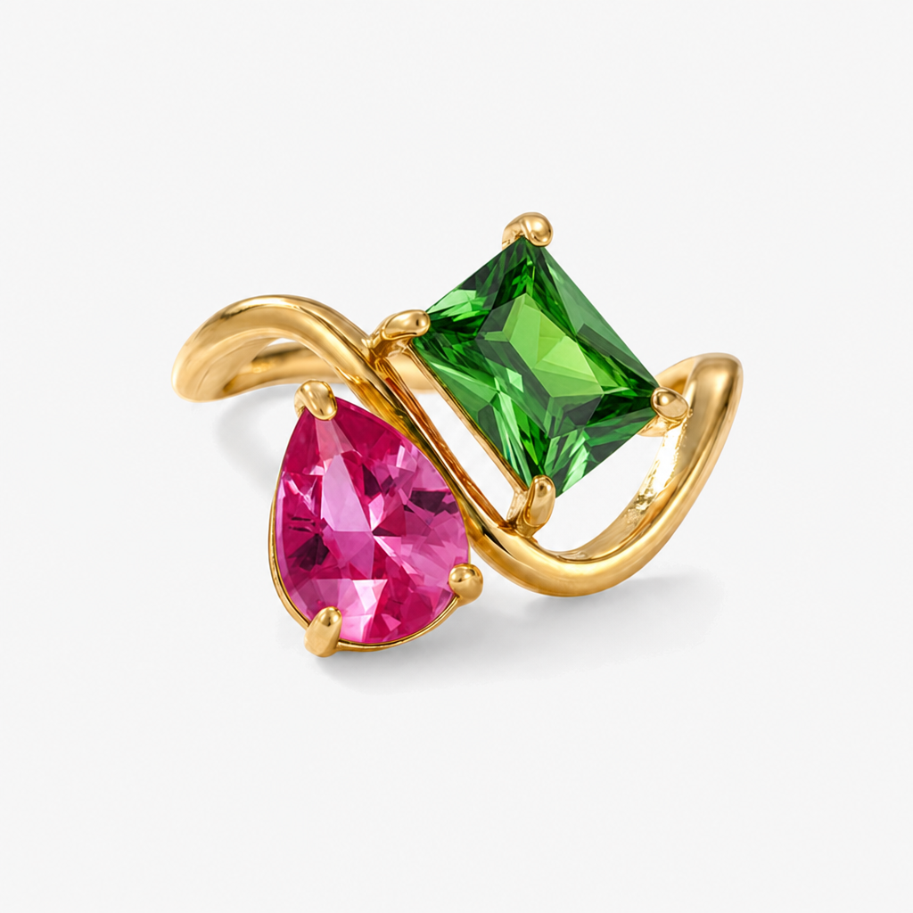 Verity Birthstone Duo Ring — July & May birthstones