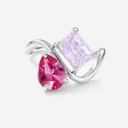 Verity Birthstone Duo Ring (Silver) — July & June birthstones