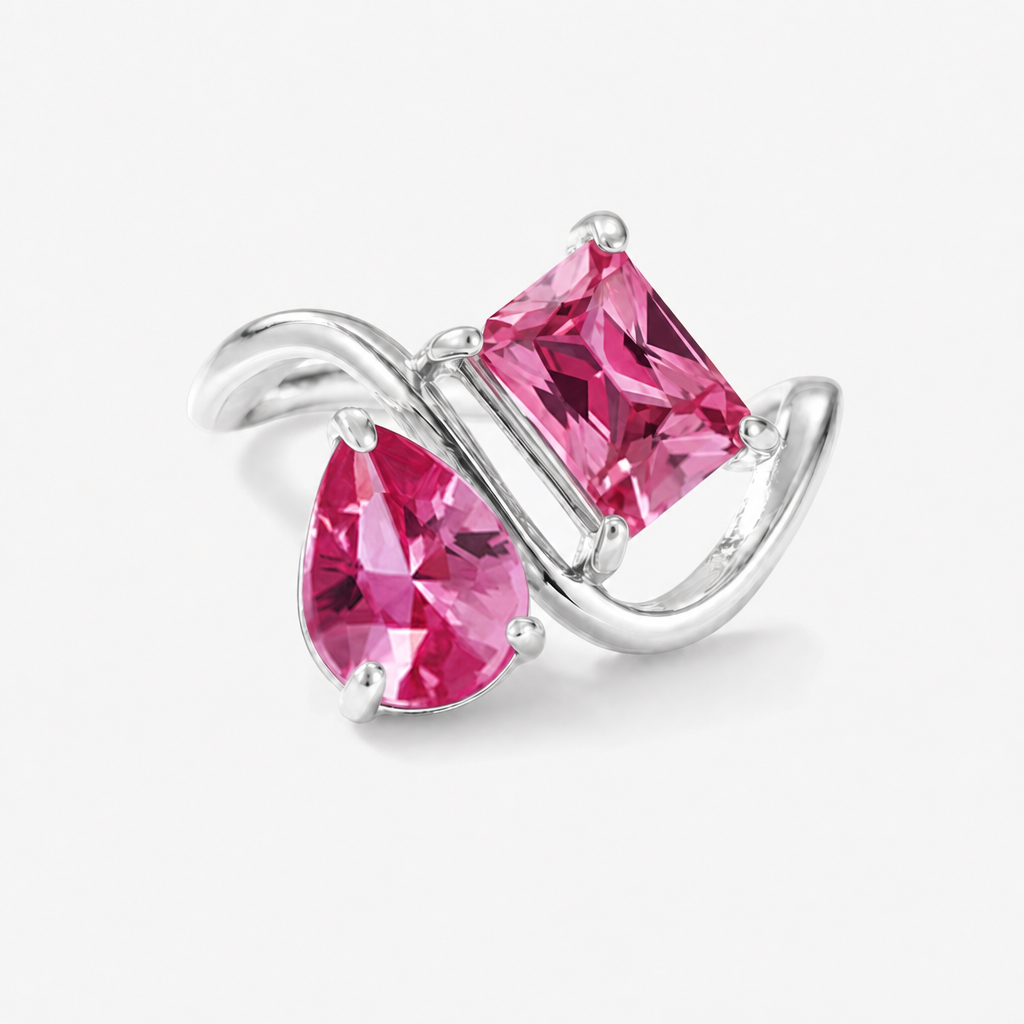 Verity Birthstone Duo Ring (Silver) — July & July birthstones
