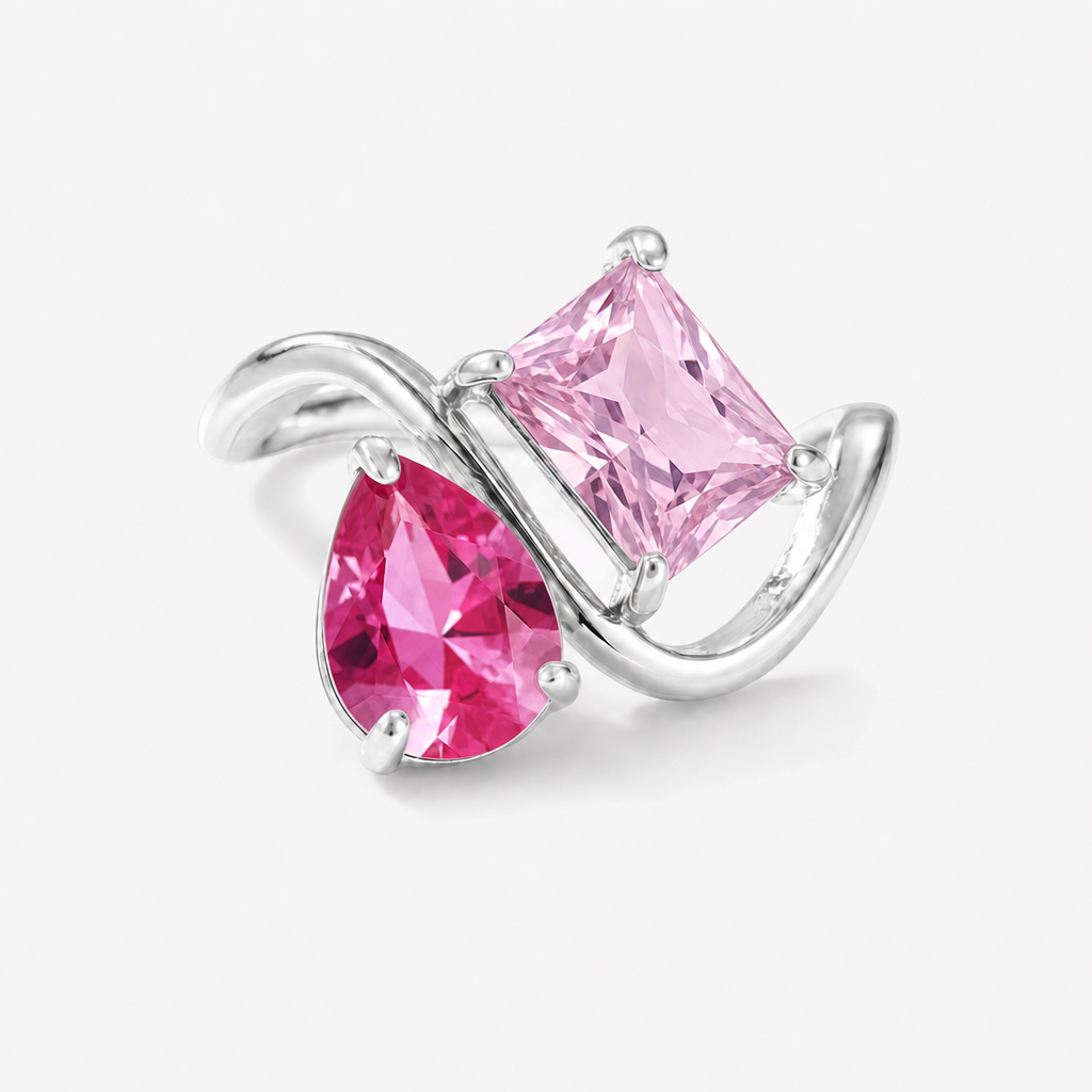Verity Birthstone Duo Ring (Silver) — July & October birthstones