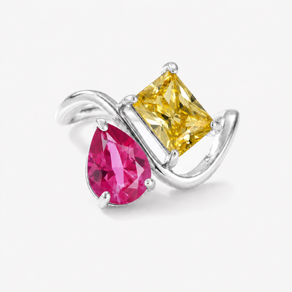 Verity Birthstone Duo Ring (Silver) — July & November birthstones