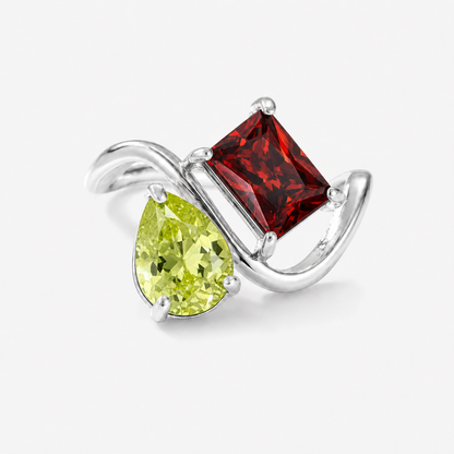 Verity Birthstone Duo Ring (Silver) — August & January birthstones