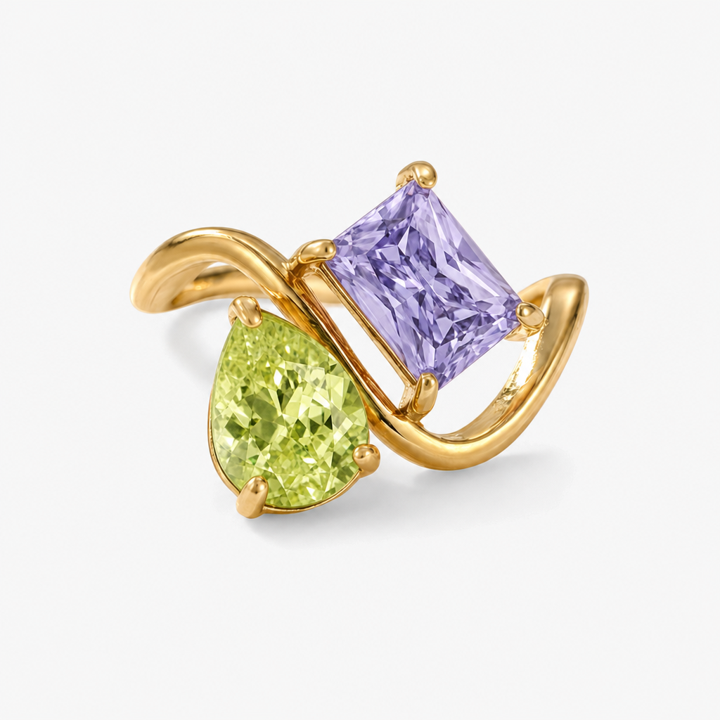Verity Birthstone Duo Ring — August & February birthstones