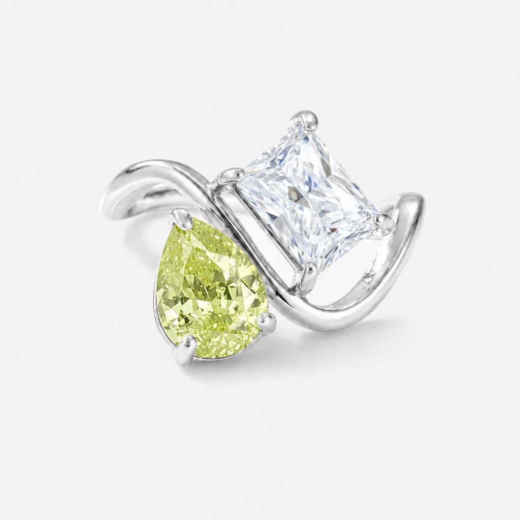 Verity Birthstone Duo Ring (Silver) — August & April birthstones