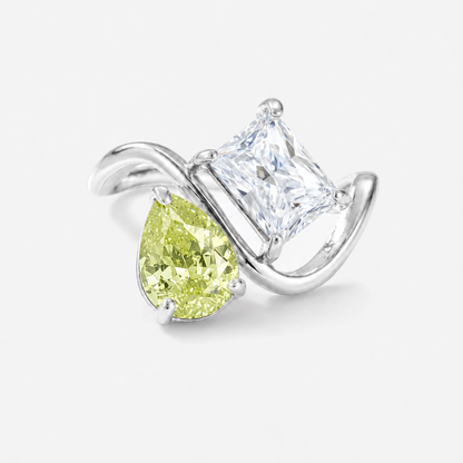 Verity Birthstone Duo Ring (Silver) — August & April birthstones