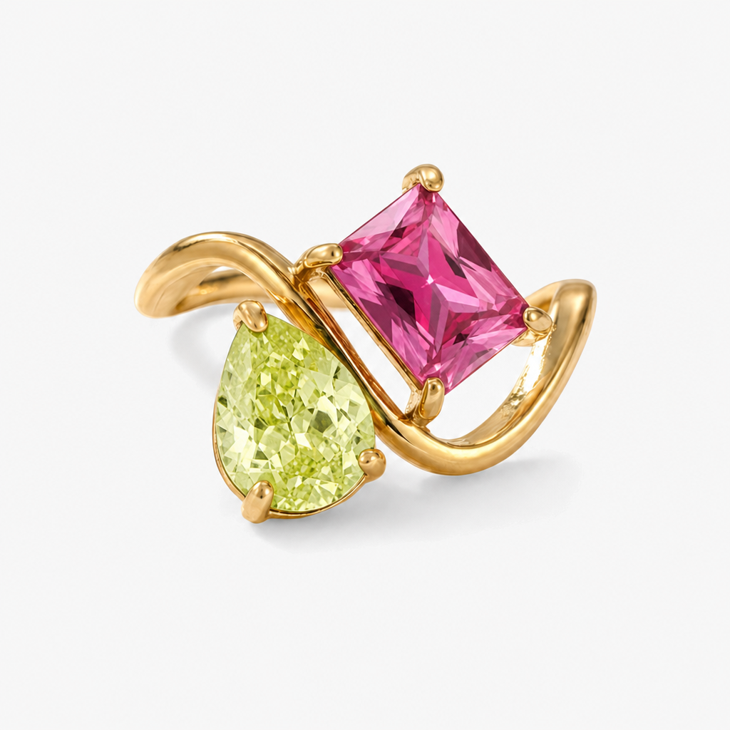 Verity Birthstone Duo Ring — August & July birthstones