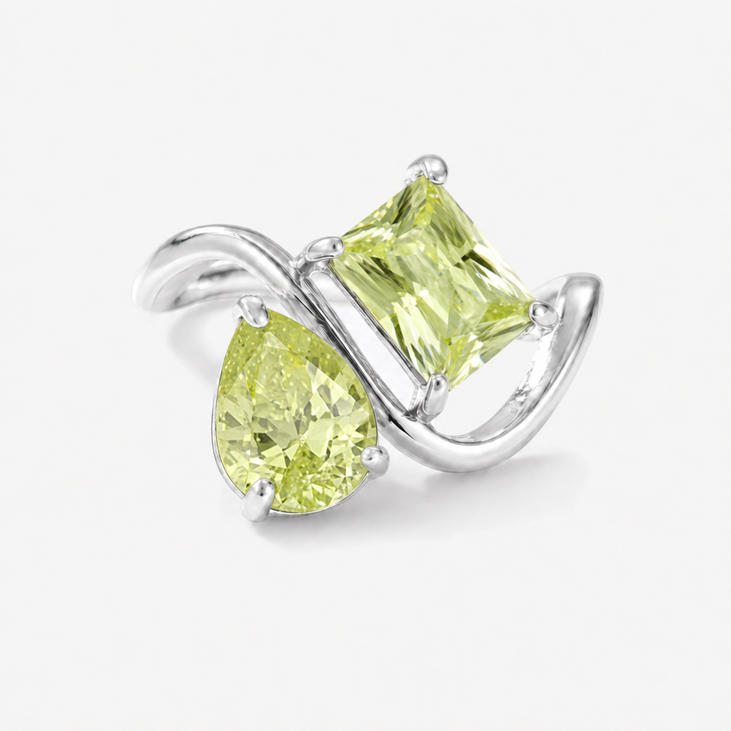 Verity Birthstone Duo Ring (Silver) — August & August birthstones