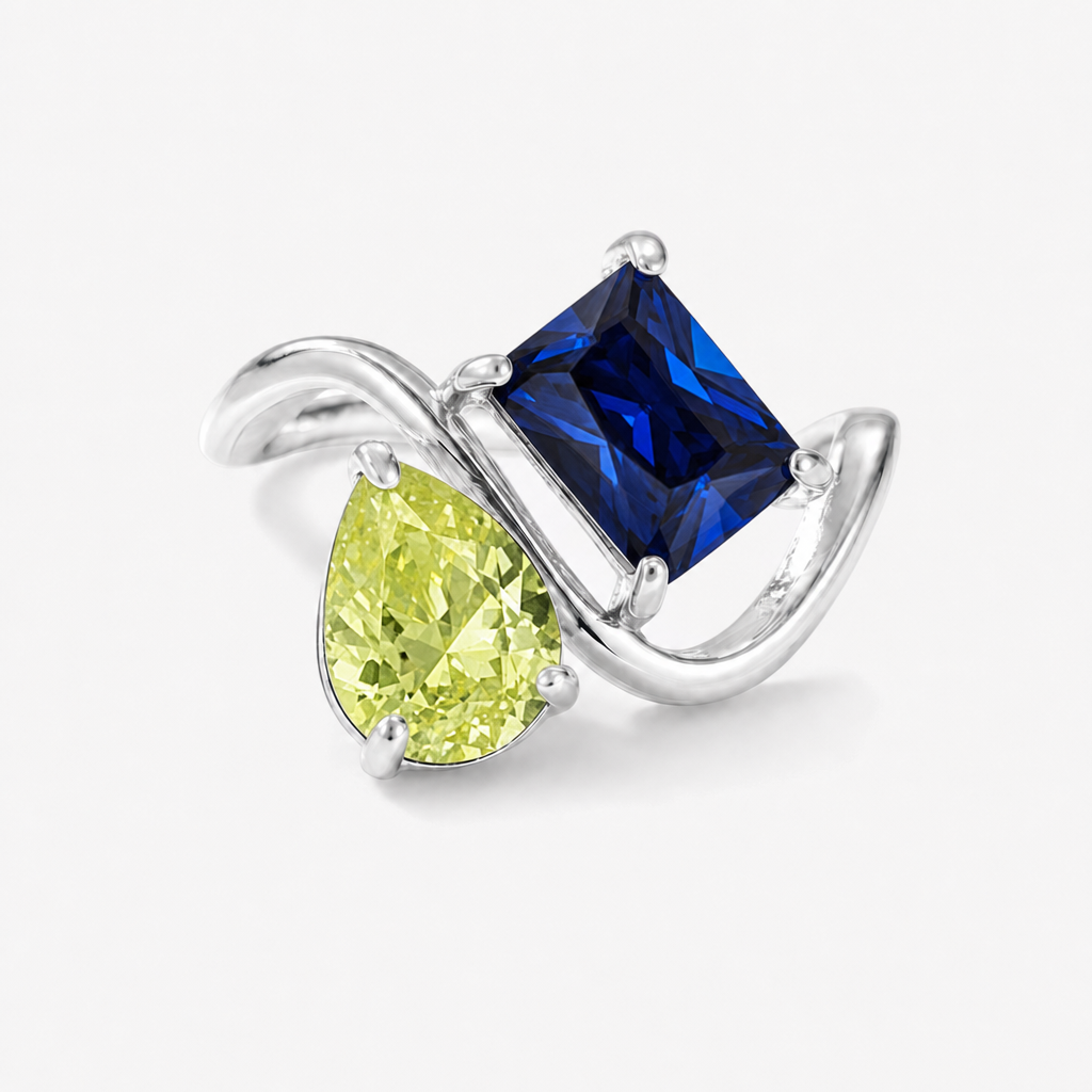 Verity Birthstone Duo Ring (Silver) — August & September birthstones