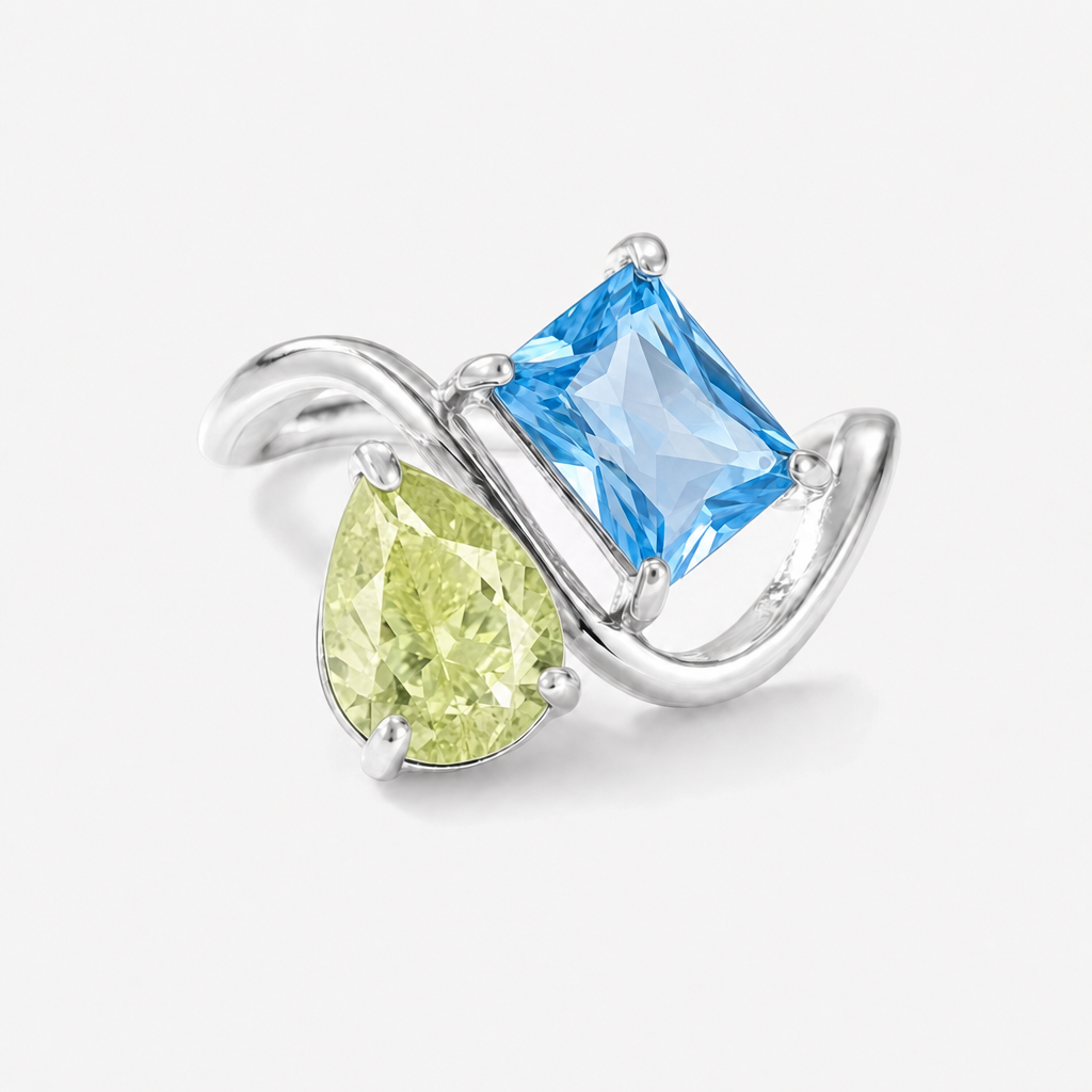 Verity Birthstone Duo Ring (Silver) — August & December birthstones