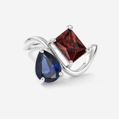 Verity Birthstone Duo Ring (Silver) — September & January birthstones