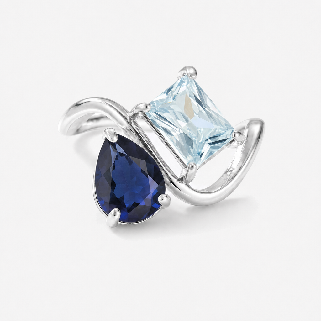 Verity Birthstone Duo Ring (Silver) — September & March birthstones