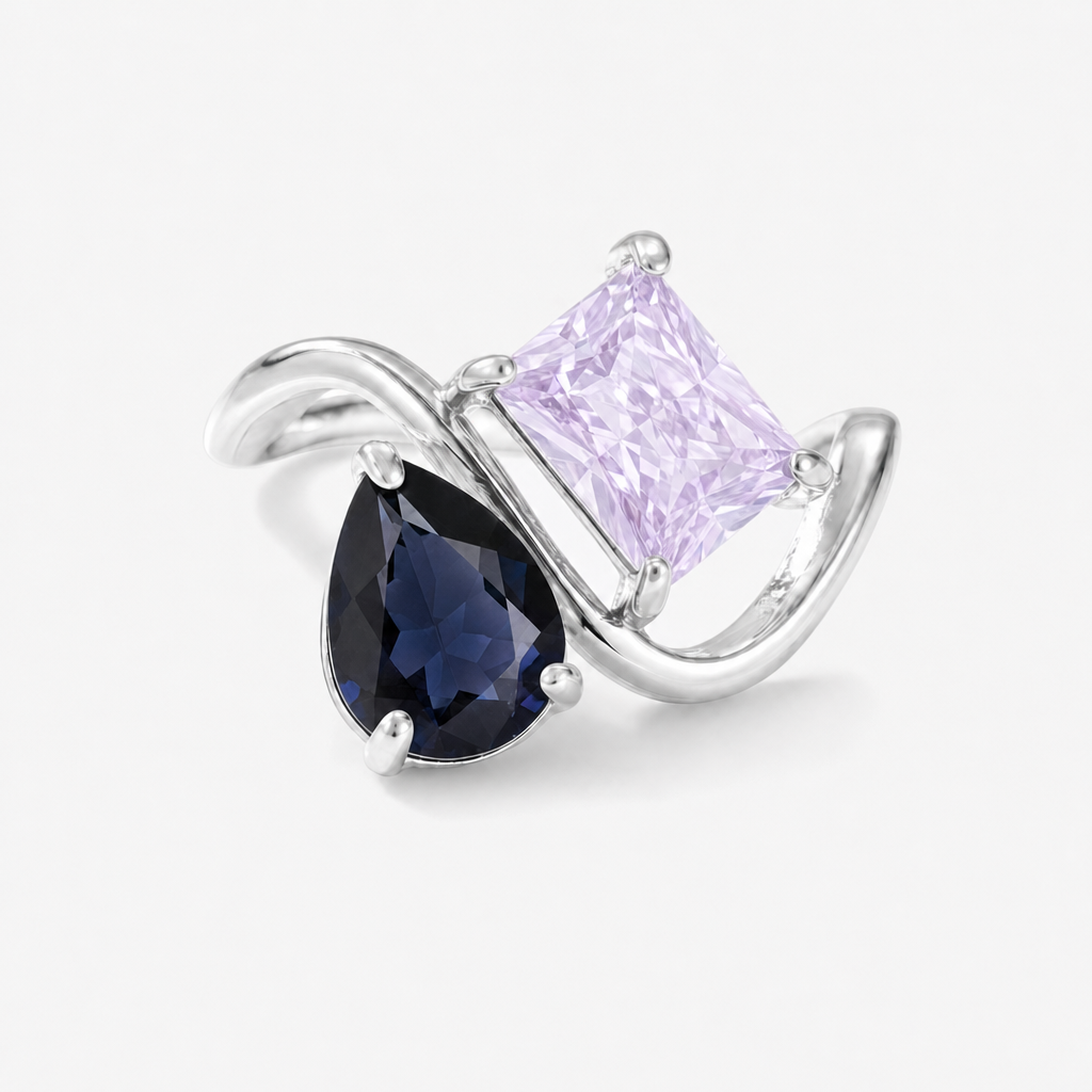 Verity Birthstone Duo Ring (Silver) — September & June birthstones