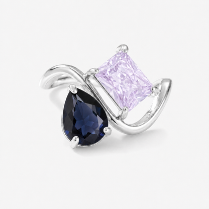 Verity Birthstone Duo Ring (Silver) — September & June birthstones
