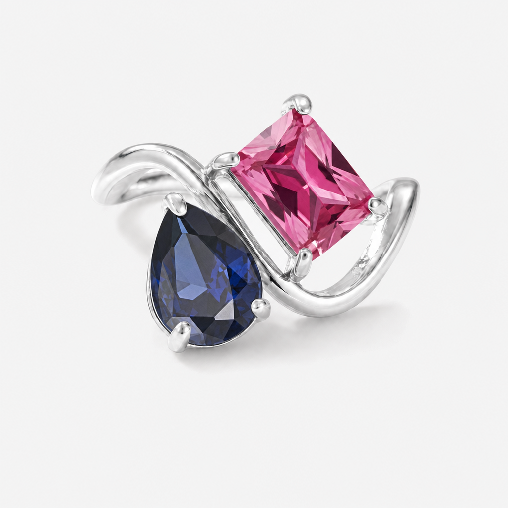 Verity Birthstone Duo Ring (Silver) — September & July birthstones
