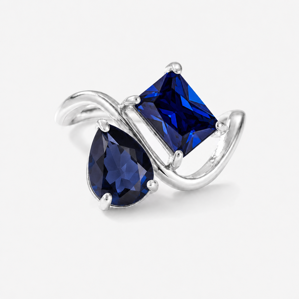 Verity Birthstone Duo Ring (Silver) — September & September birthstones