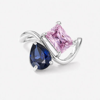 Verity Birthstone Duo Ring (Silver) — September & October birthstones