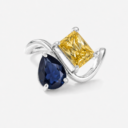 Verity Birthstone Duo Ring (Silver) — September & November birthstones